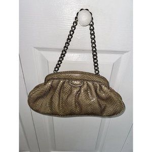 Banana Republic Genuine Snakeskin Leather Hobo Beige Bag Silver Chain